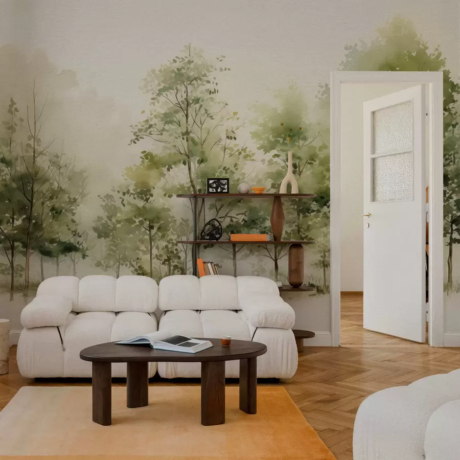 Fototapet Akvarel listnatý les w05180