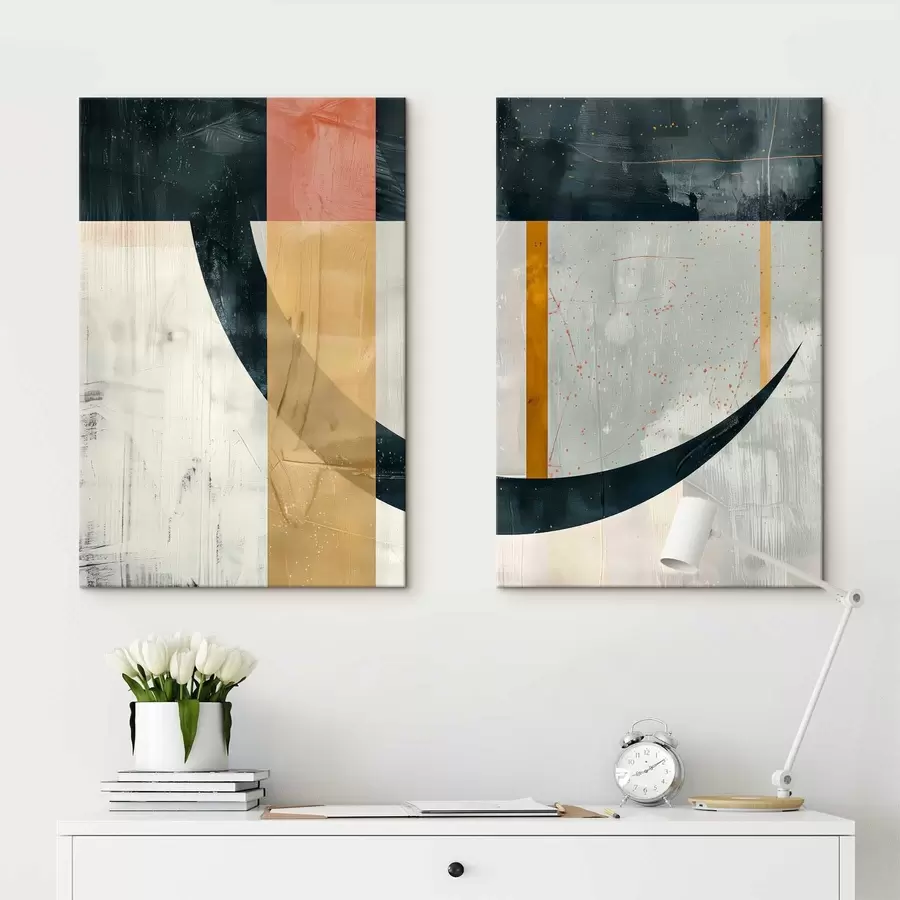 Obraz Geometrické tvary na pozadí s efektem opotřebení Č. m01285