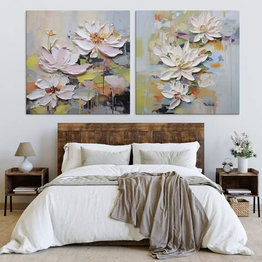 Obraz Abstraktní lotosové květy, imitace malby Č. m01295