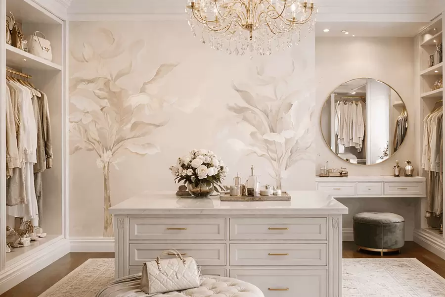 Fototapet Vzdušné dekorativní rostliny v teplých krémových tónech w05126