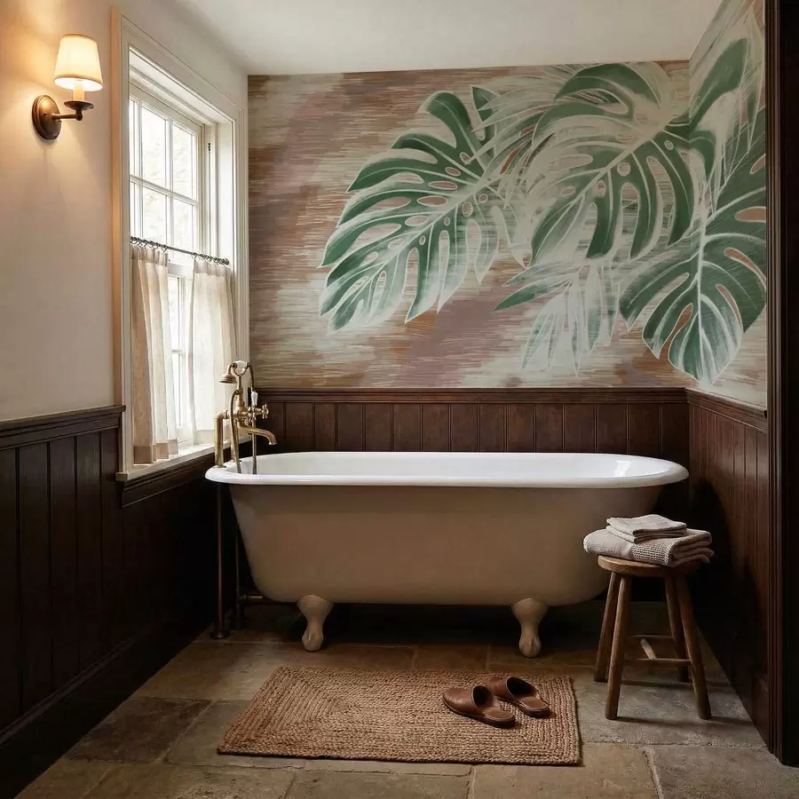 Fototapet Zelené listy na abstraktním podkladu s teplou texturou w05130v3