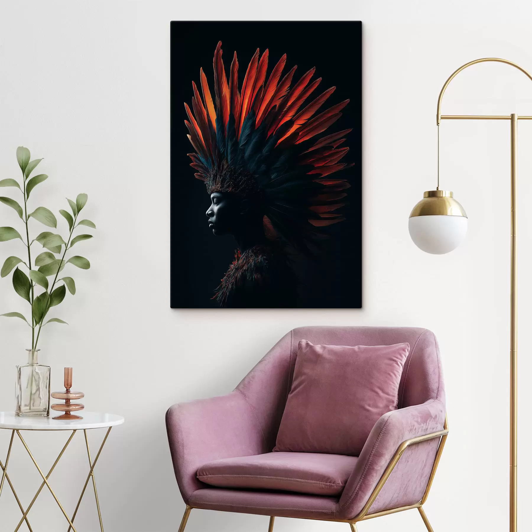 Obraz Portrét s peřím Č. s47736