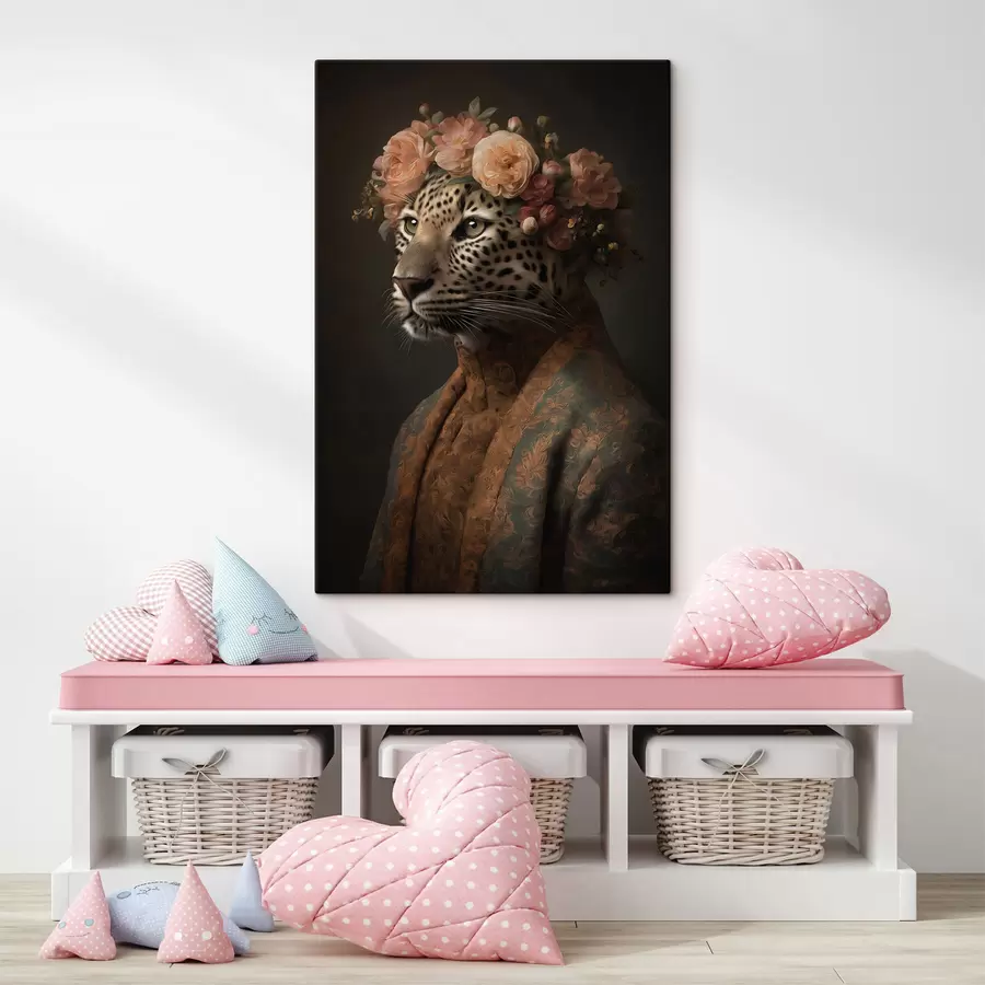 Obraz Levhart s květinami Č. s47737