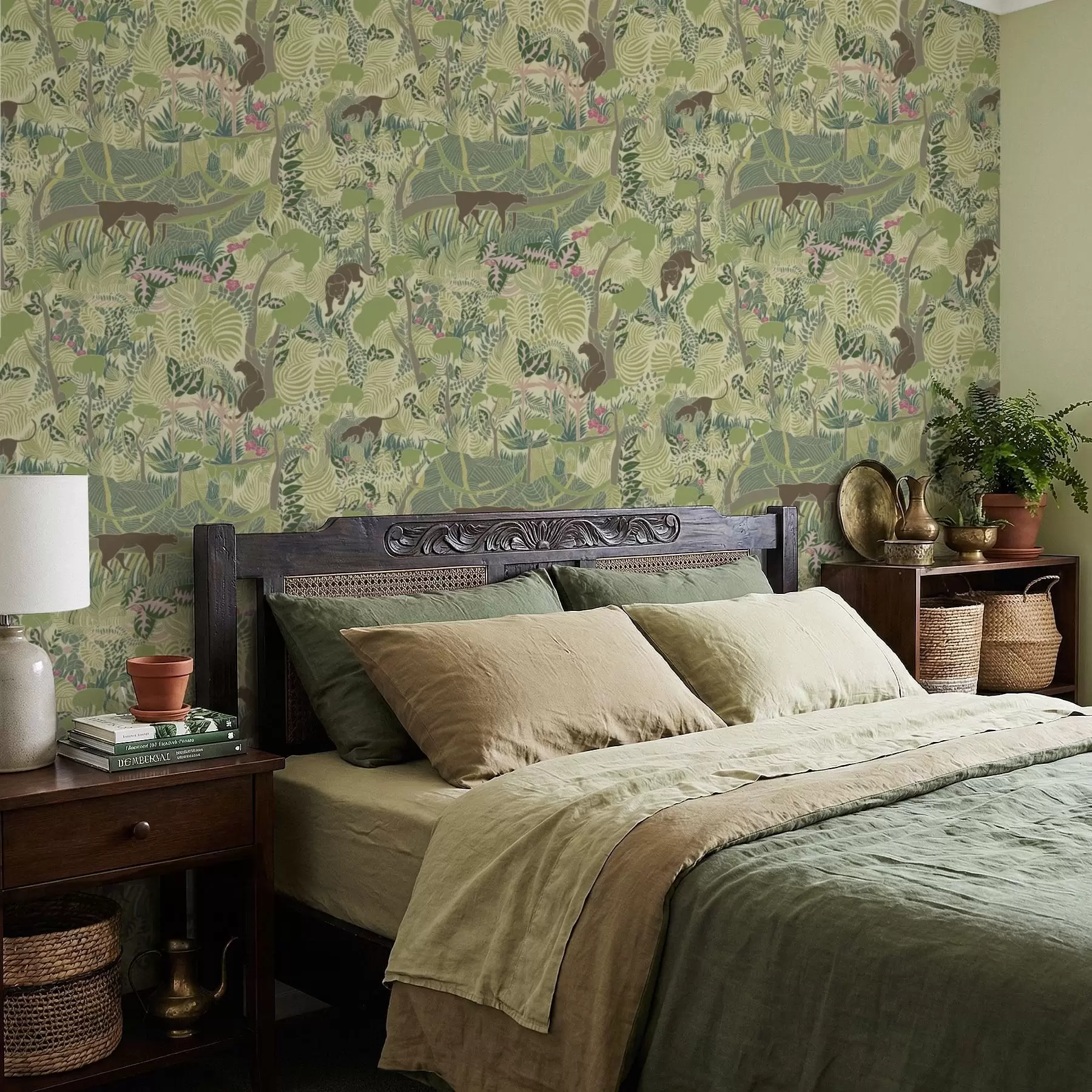 Fototapet Lesní scéna se zvířaty a hustým porostem a01108