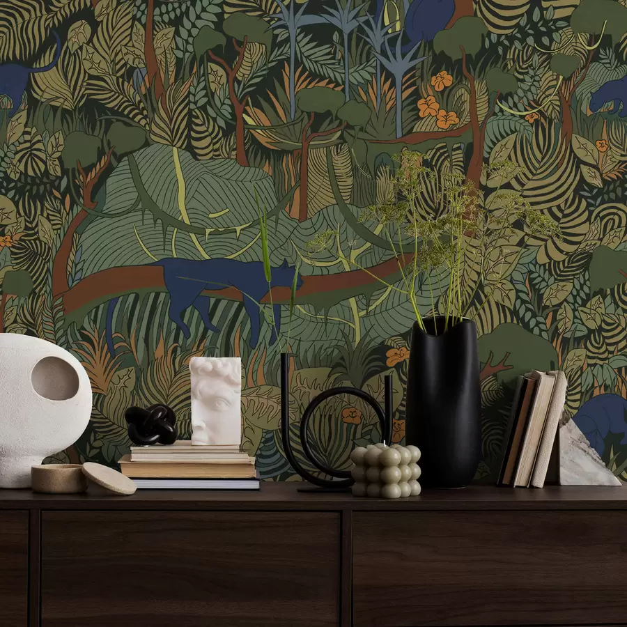 Fototapet Temná lesní scéna se zvířaty a01108v1