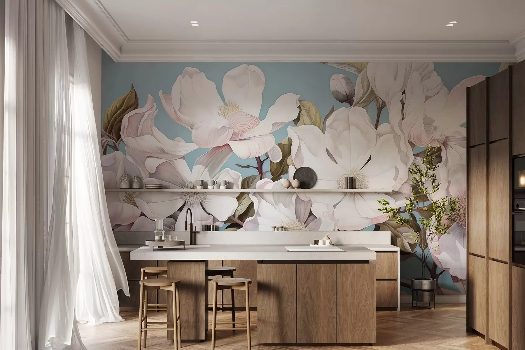 Fototapet Bujné květy na větvi stromu w05178