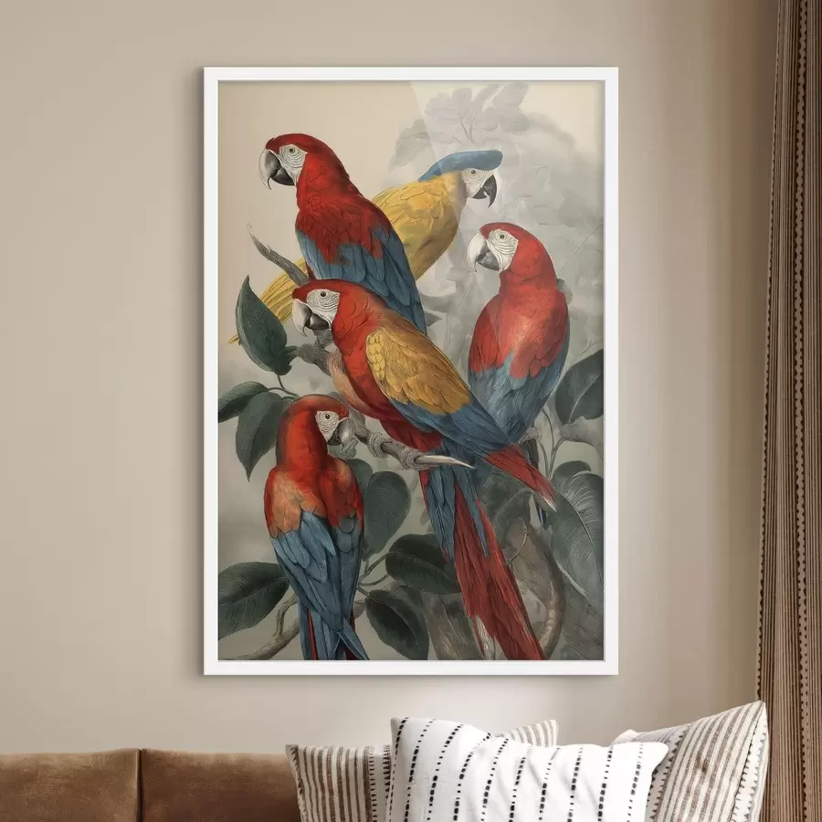 Fototapet Vintage papoušci f47730
