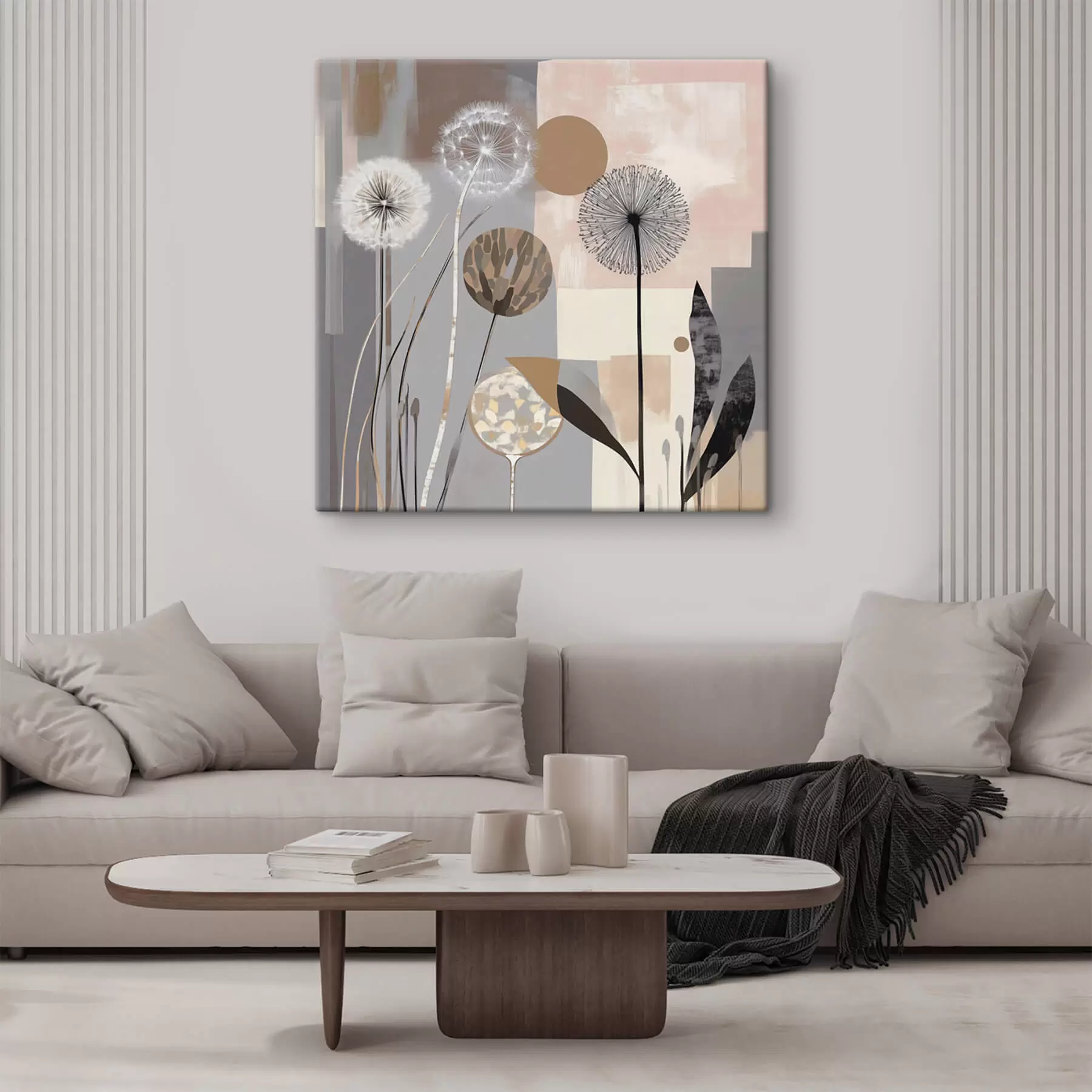 Obraz Abstrakce s pampeliškami a rostlinami Č. s47776