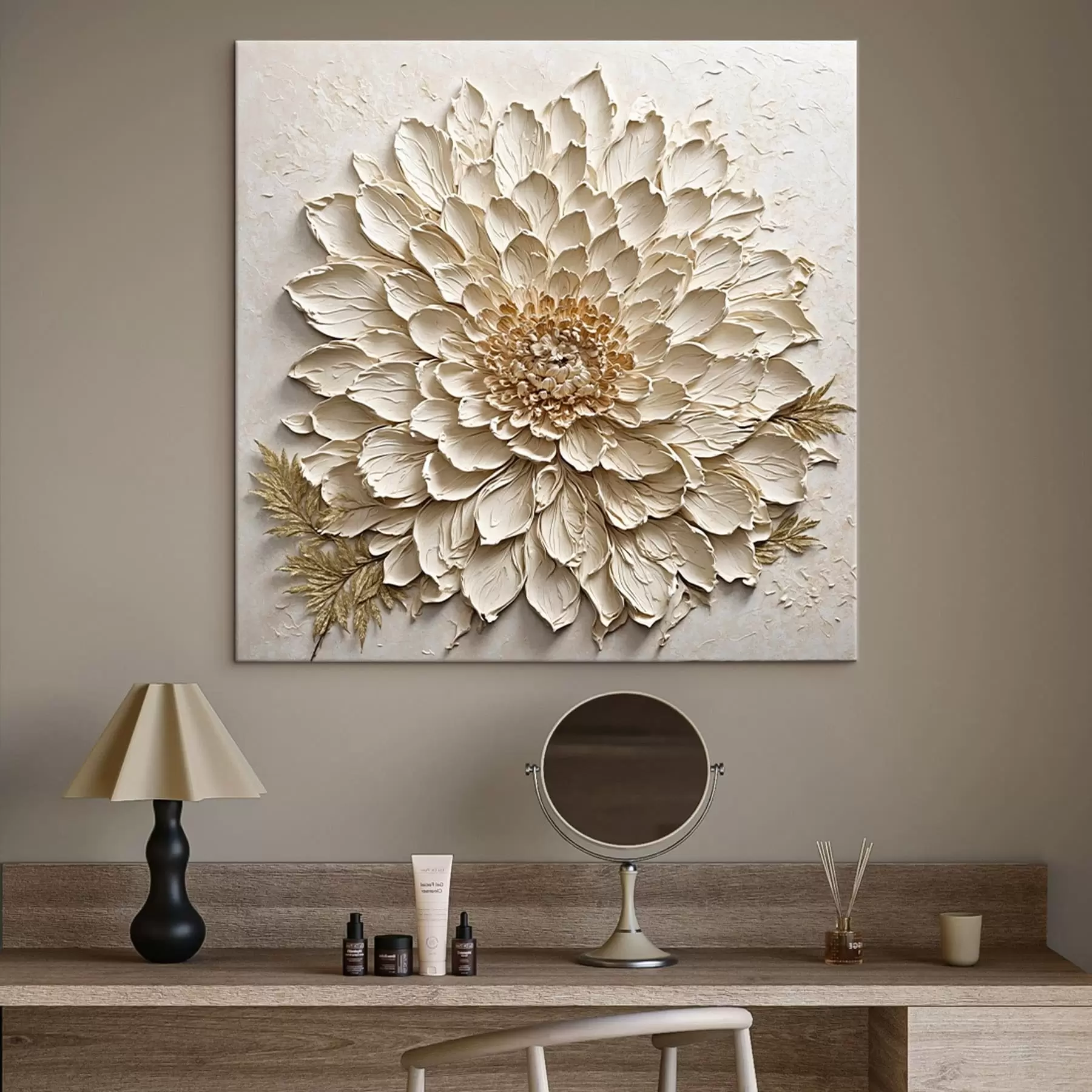 Obraz Texturovaná květina v krémových tónech Č. s47259