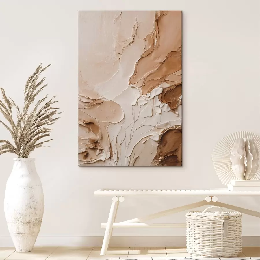 Obraz Béžové texturované tahy s hladkými liniemi Č. s47274