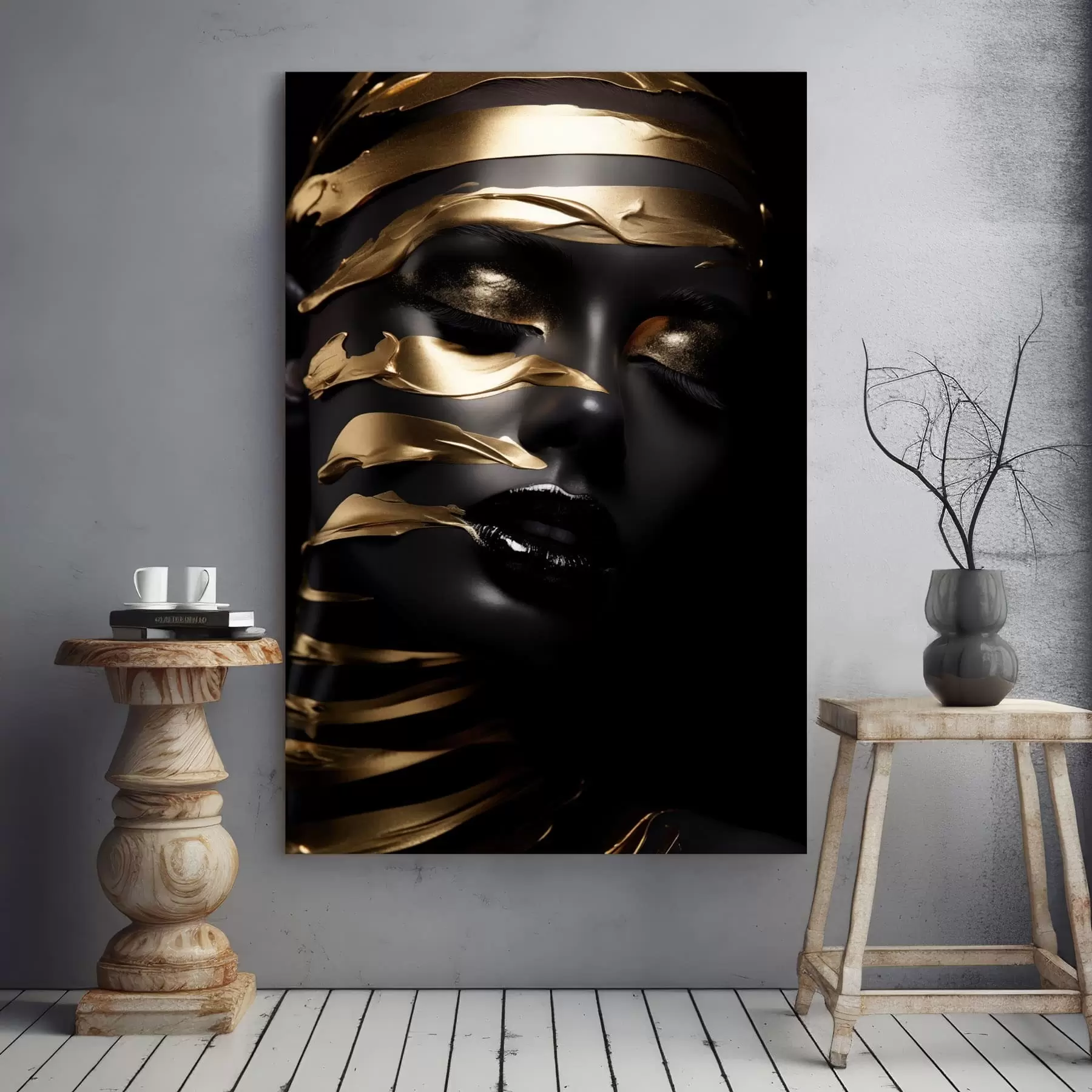 Obraz Tvář s tmavým tónem a pruhy Č. s47321