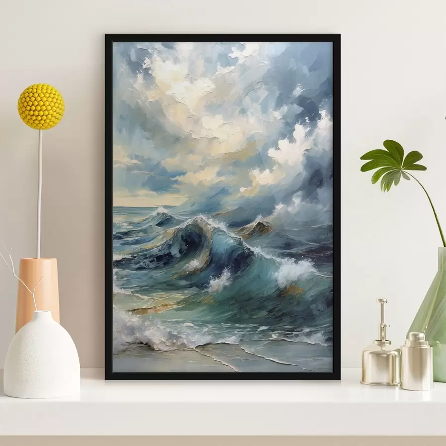 Fototapet Mořské vlny pod jasnou oblačnou oblohou f47275