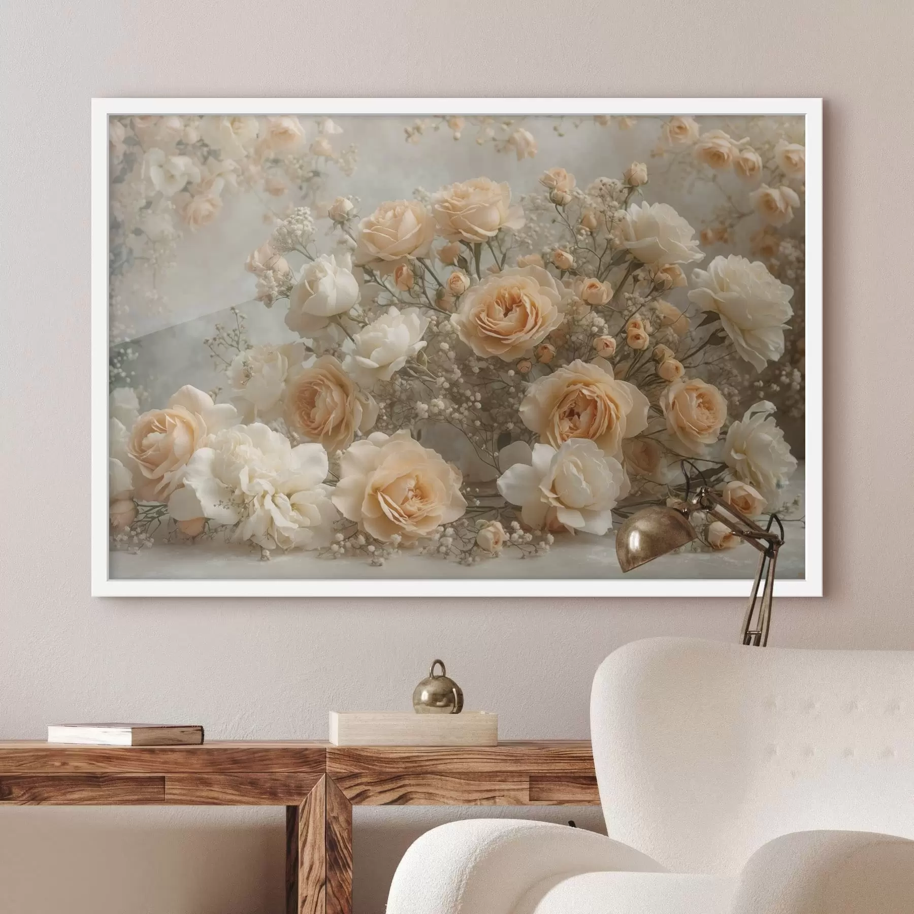 Fototapet Jemné krémové růže ve velkém aranžmá f47279