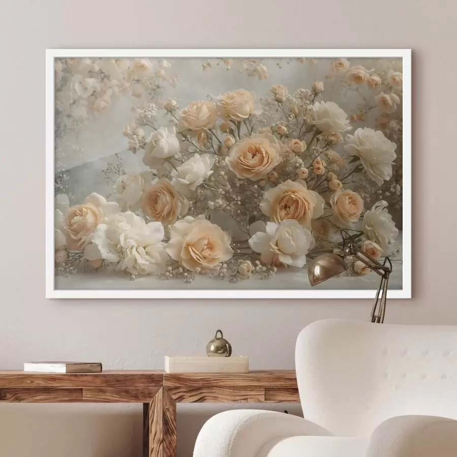 Fototapet Jemné krémové růže ve velkém aranžmá f47279
