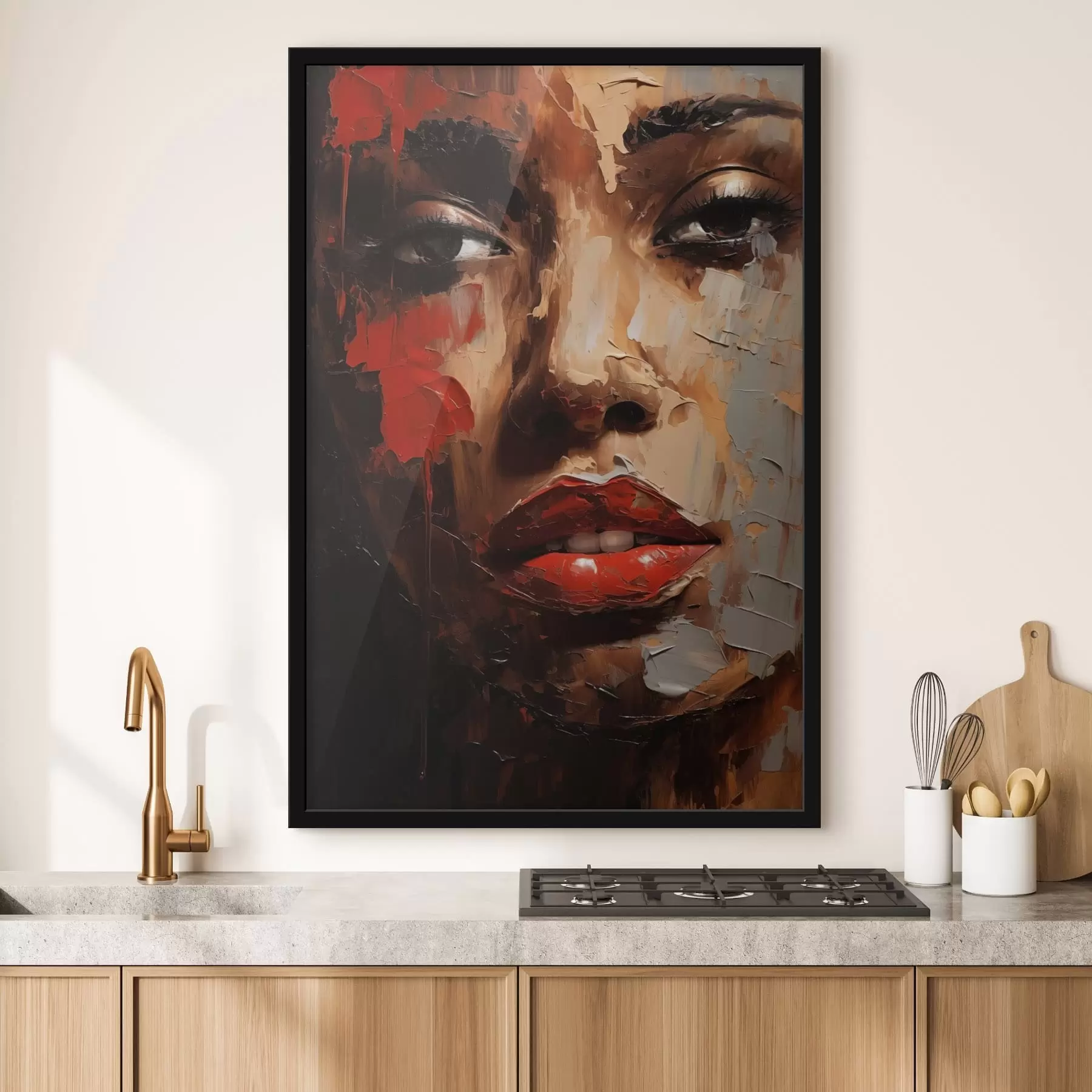 Fototapet Živý ženský portrét s červenými akcenty f47293