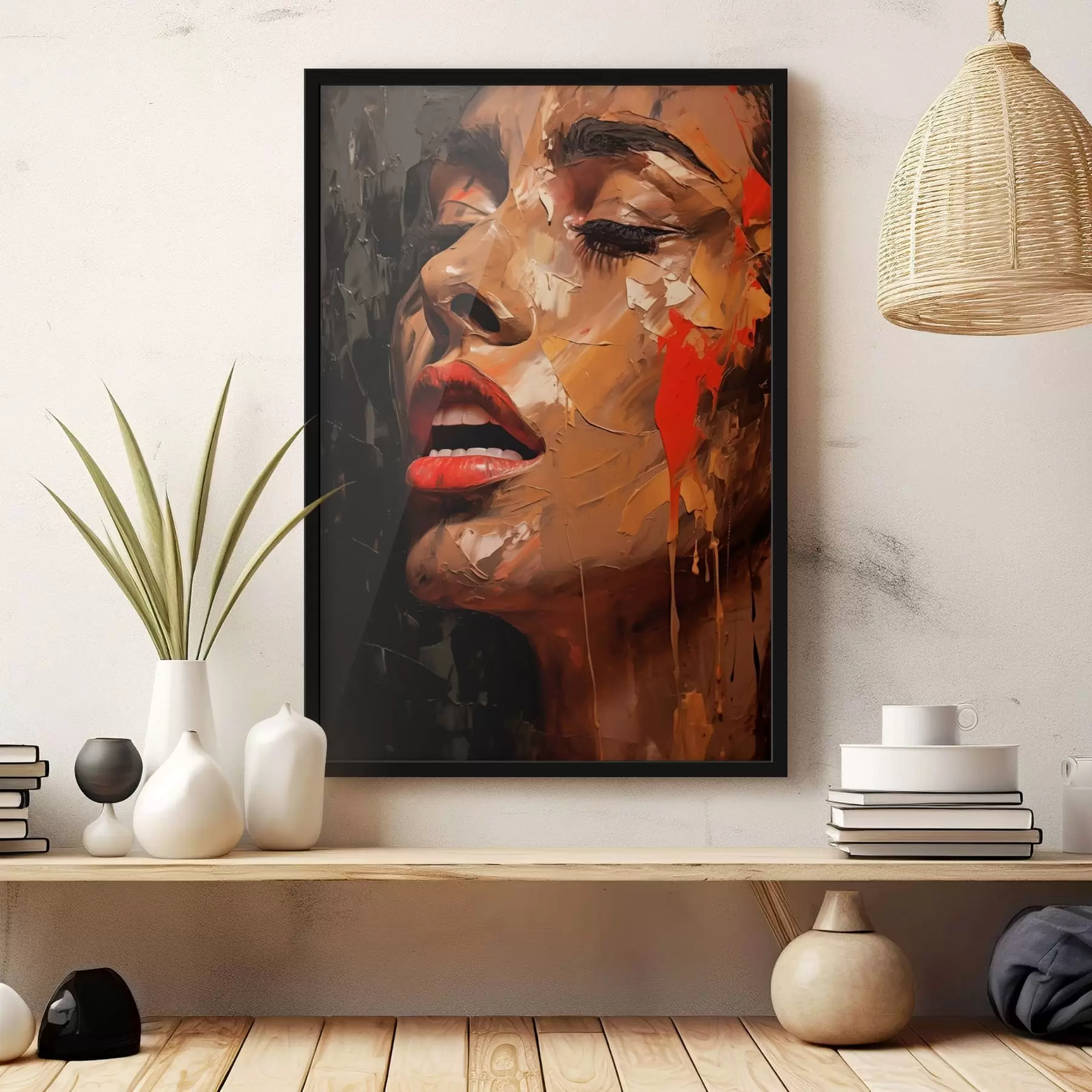 Fototapet Ženský portrét v teplých tahy a červených tónech f47294