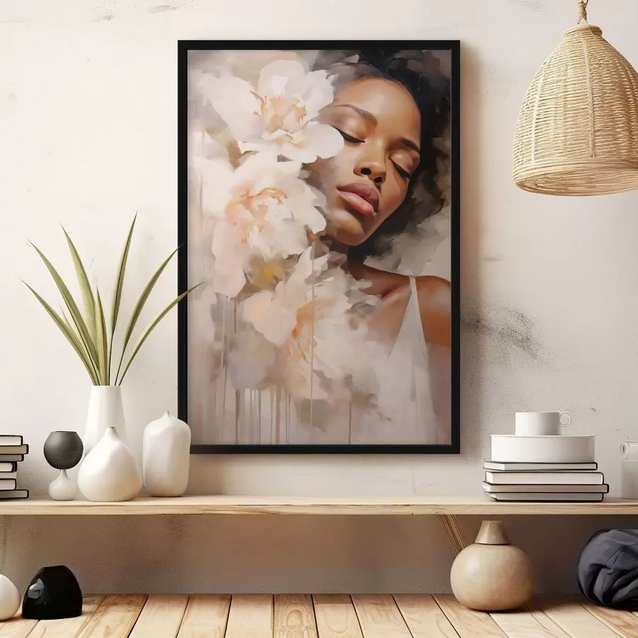 Fototapet Ženský portrét vedle velkých květin f47307