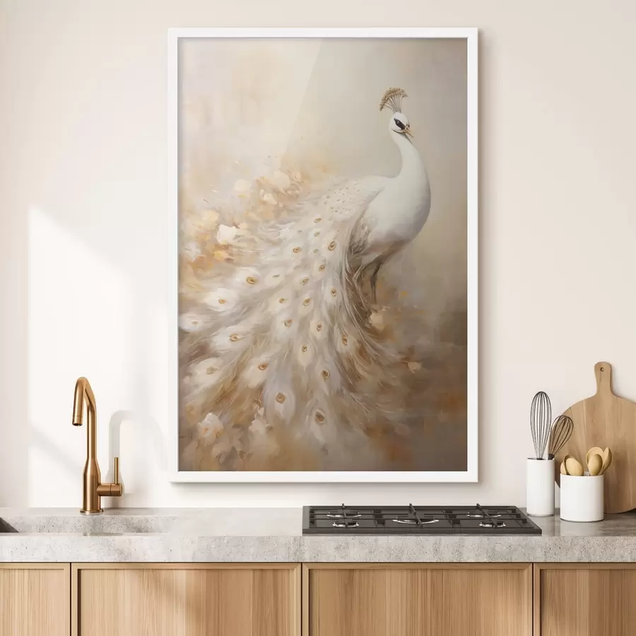 Fototapet Lehký pták s dlouhým ocasem v vzdušných tónech f47309