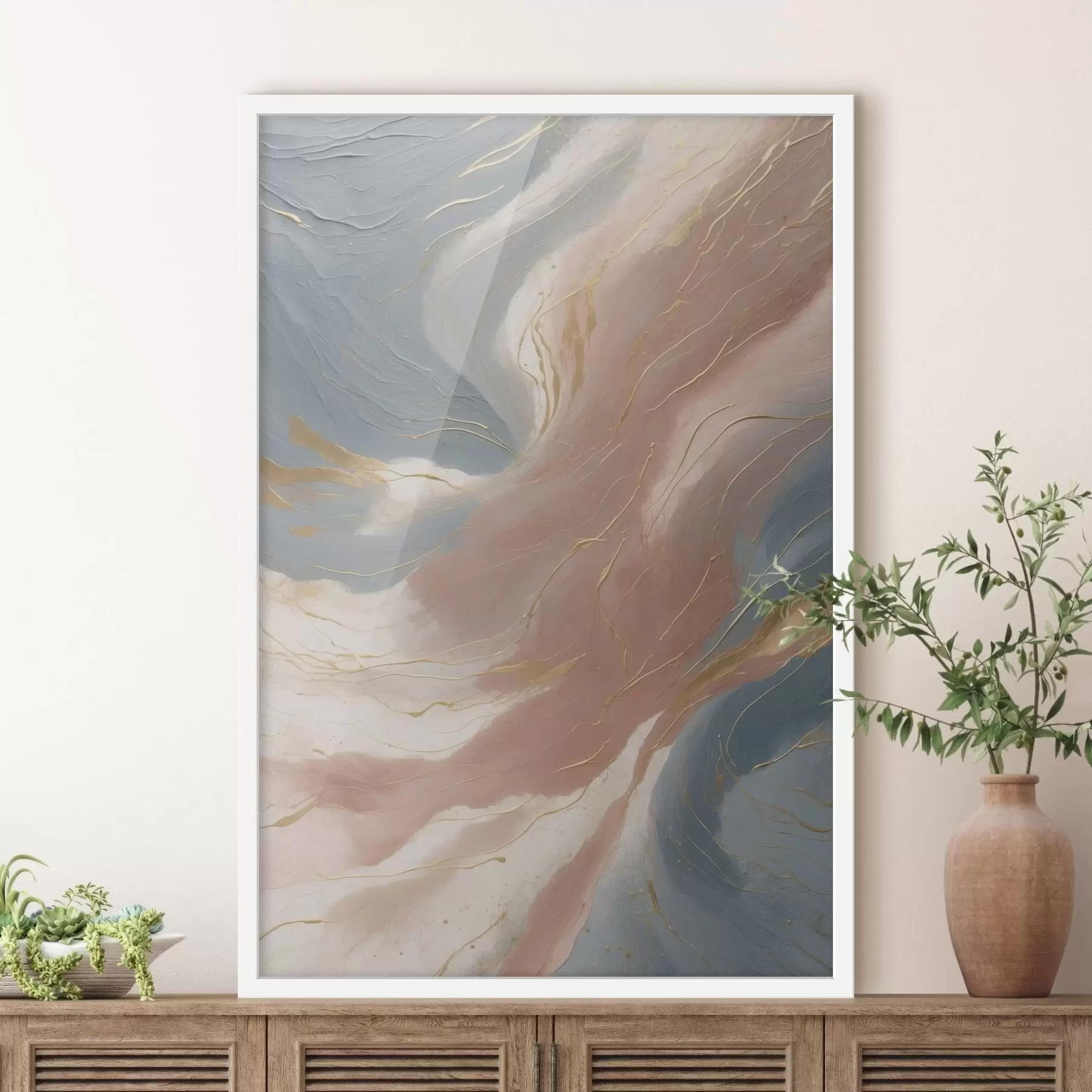 Fototapet Abstraktní vlny v jemných modrých a růžových tónech f47753