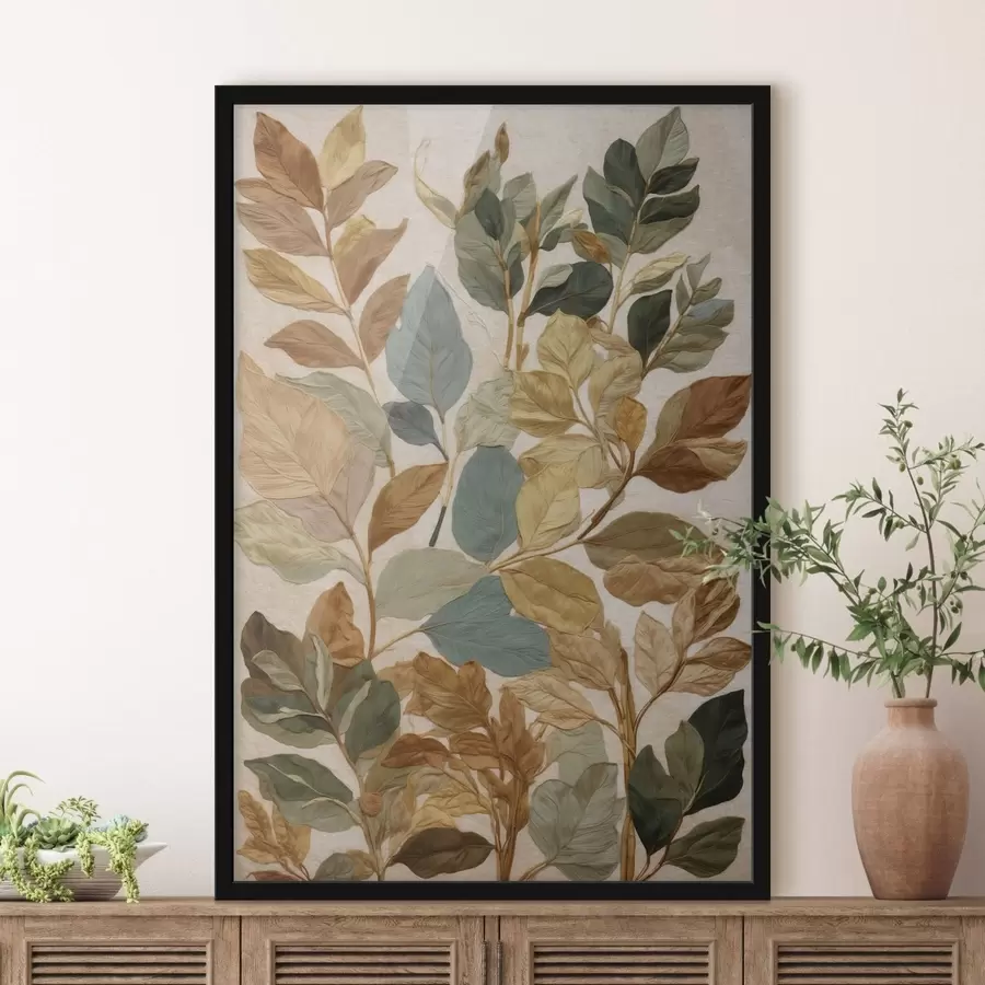 Fototapet Dekorativní listy v teplé přírodní paletě f47759