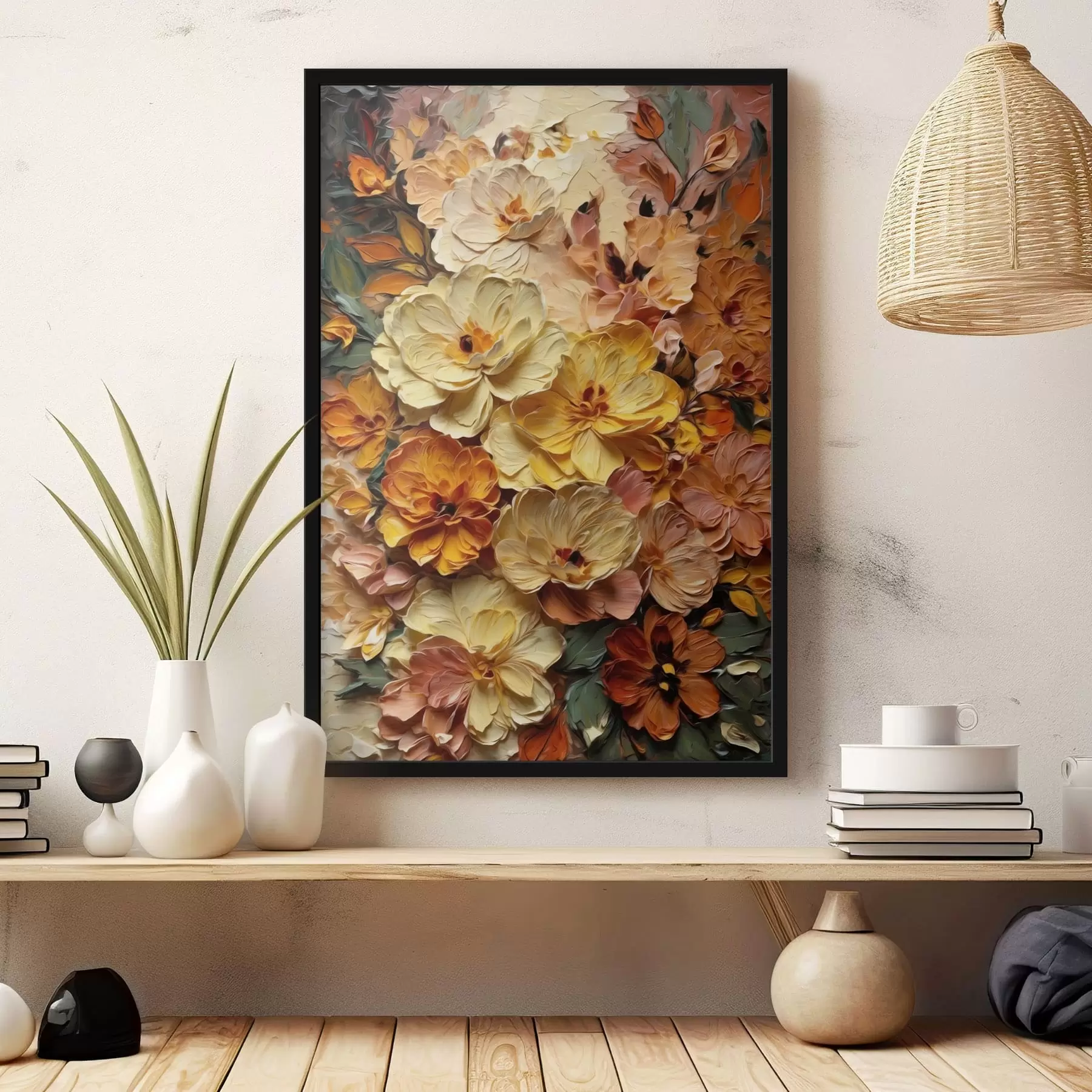 Fototapet Bohatá kompozice zářivých květin v teplých odstínech f47760