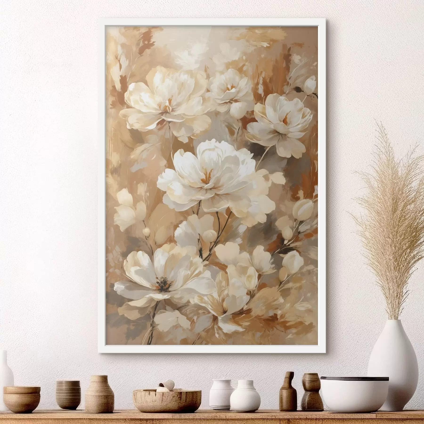 Fototapet Velké světlé květy namalované širokými tahy f47761