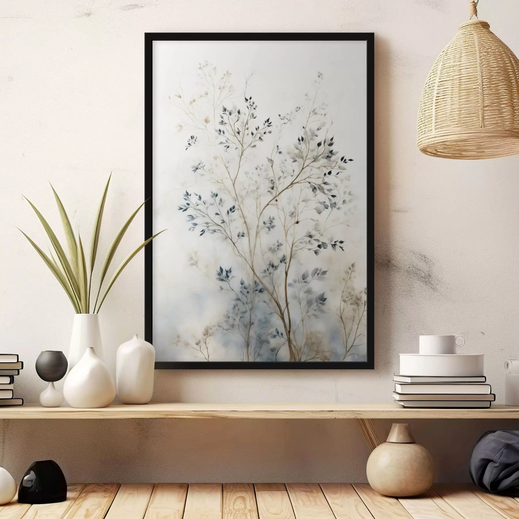 Fototapet Jemné větvičky s malými listy na světlém pozadí f47763