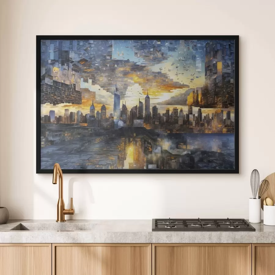 Fototapet Fantastická městská krajina s roztříštěnou oblohou f47768