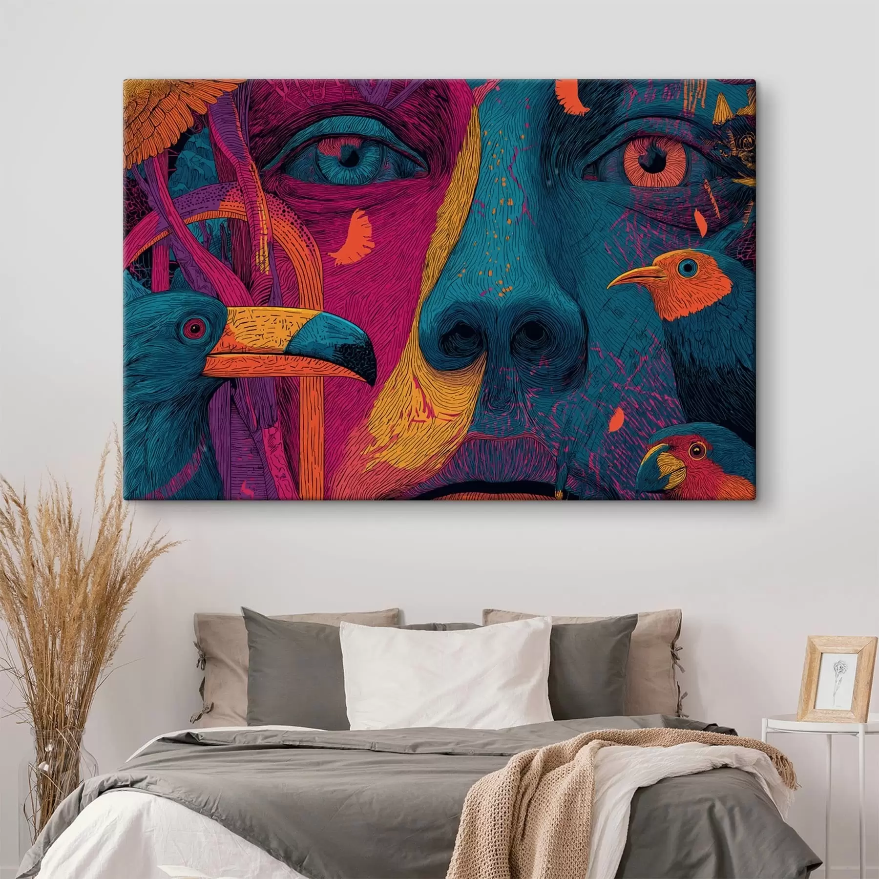 Obraz Psychedelický portrét s ptáky Č. s47789