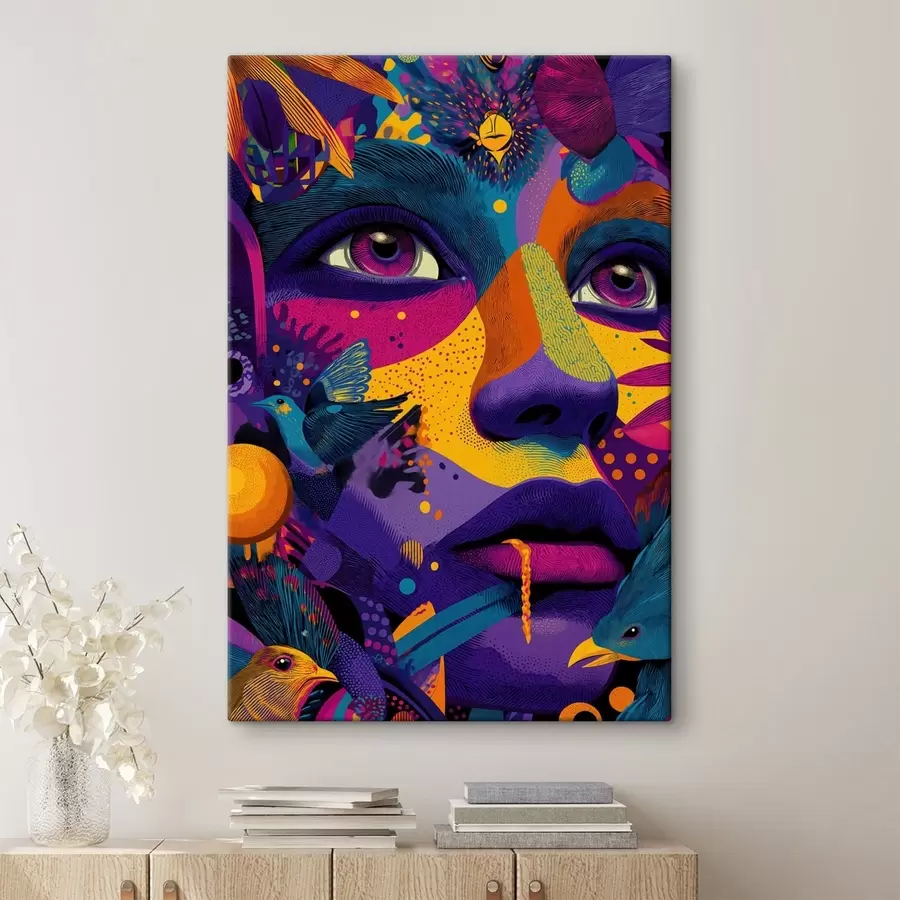 Obraz Psychedelický portrét s ptáky Č. s47790