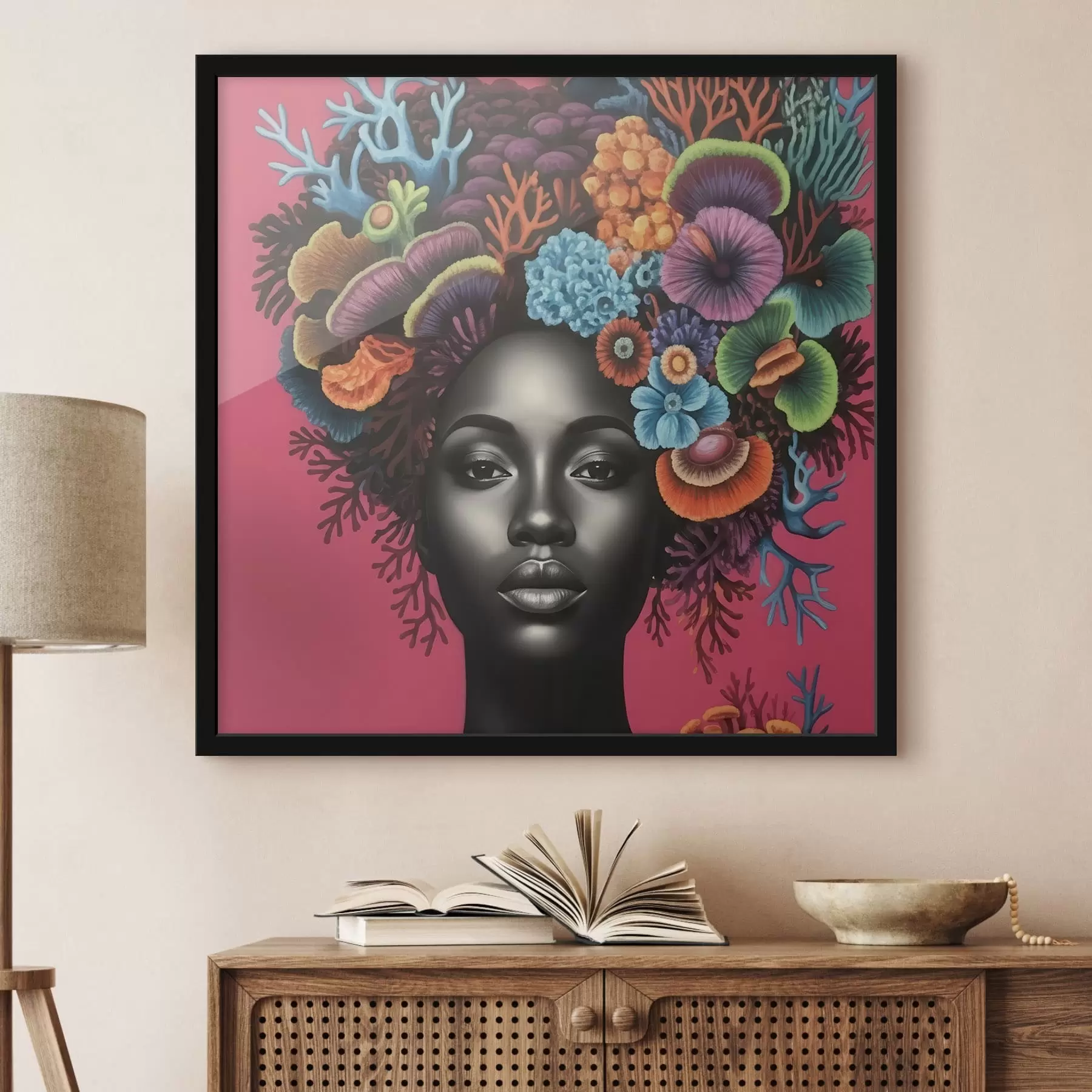 Fototapet Psychedelický portrét ženy s houbami f47786