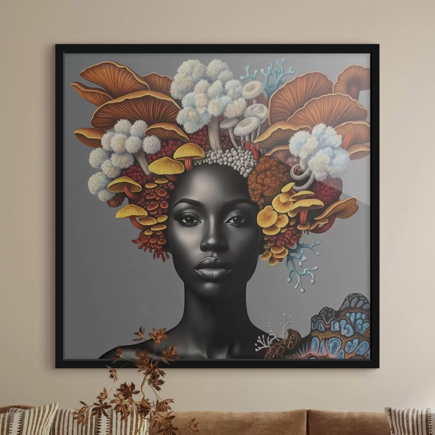 Fototapet Portrét ženy s houbami f47788