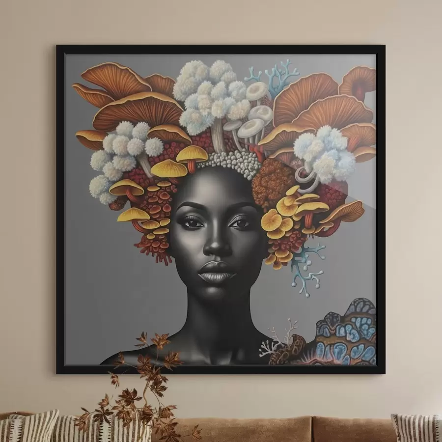 Fototapet Portrét ženy s houbami f47788