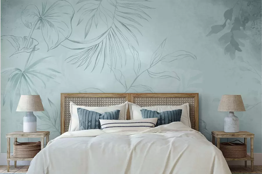 Fototapet Lineární rostliny na jemně nazelenalém pozadí w05128v1