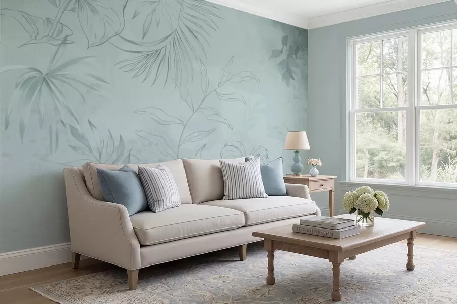 Fototapet Lineární rostliny na jemně nazelenalém pozadí w05128v1