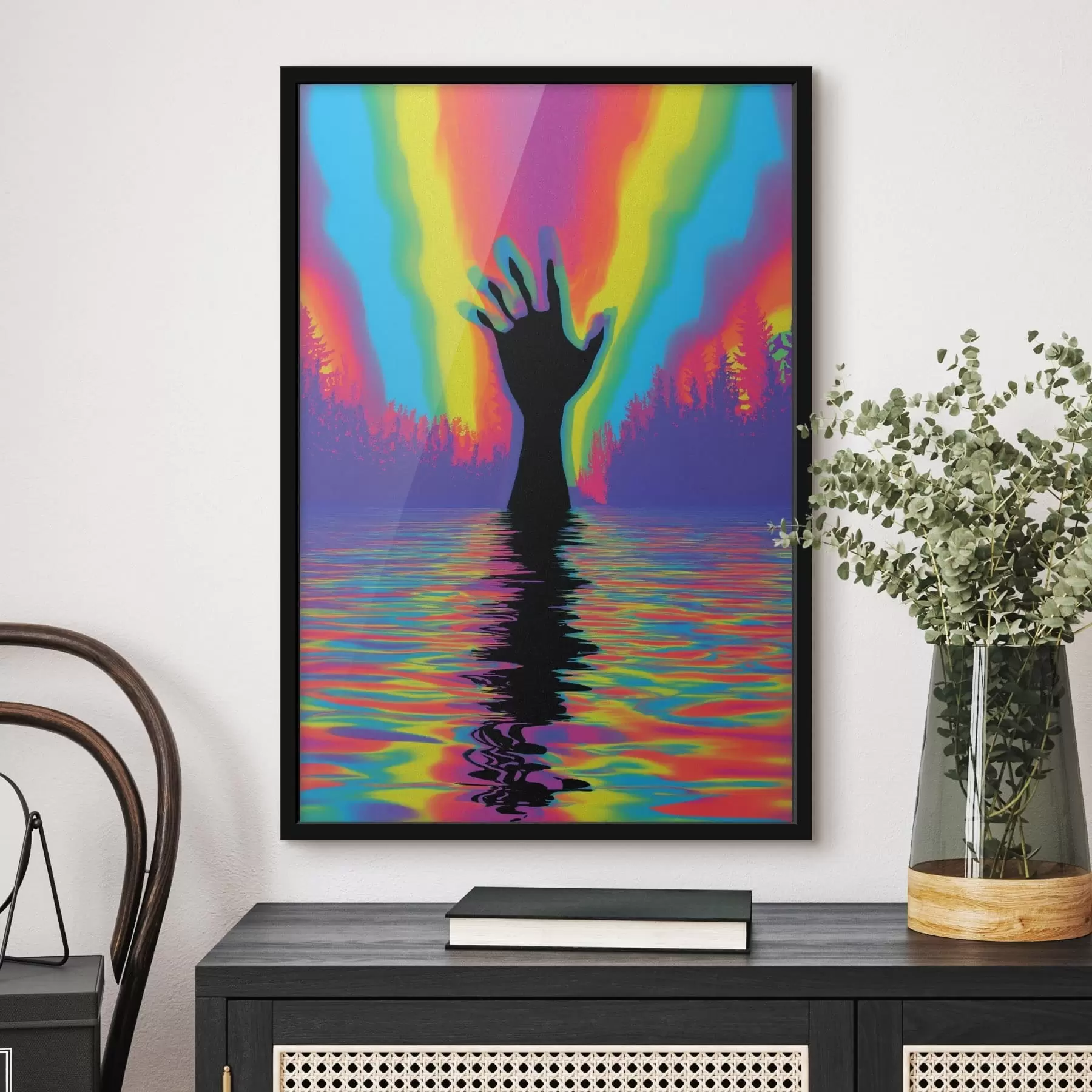 Fototapet Silueta ruky nad vodou f47903