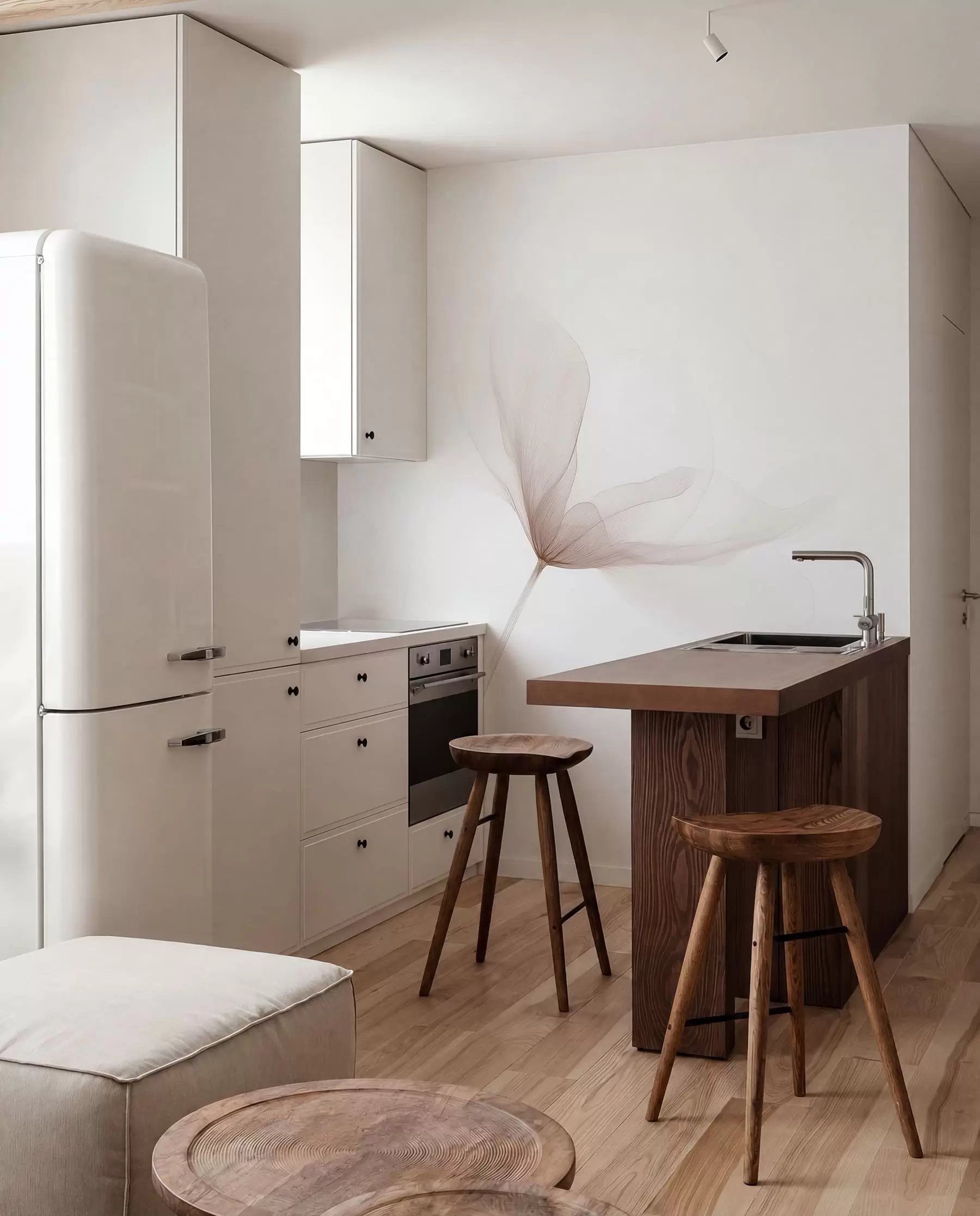 Fototapet Vzdušné béžové květiny v minimalistickém lehkém stylu w09734