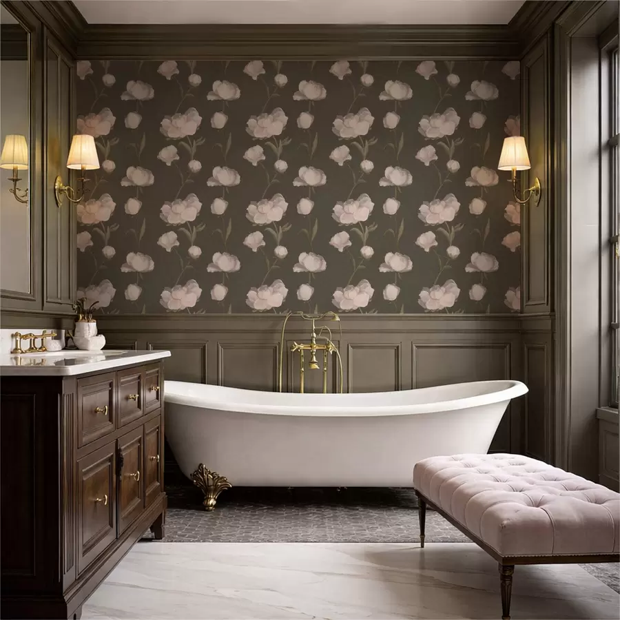 Fototapet Jemně růžové pivoňky na tmavém pozadí a01114v1