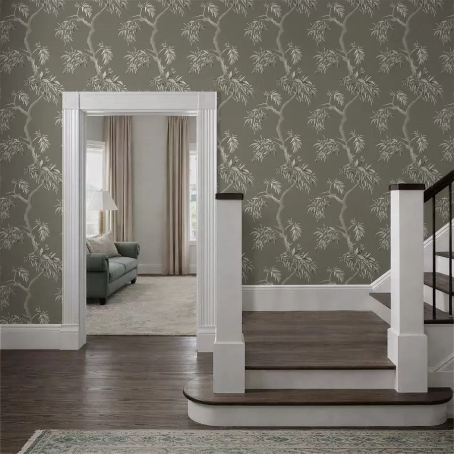 Fototapet Světlá větev s listy na olivovém pozadí a01117v1