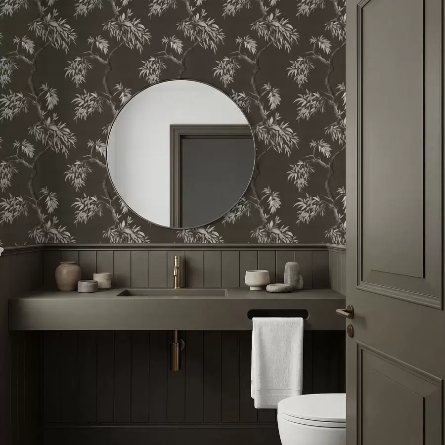 Fototapet Monochromatická větev s listy na tmavém pozadí a01117v2