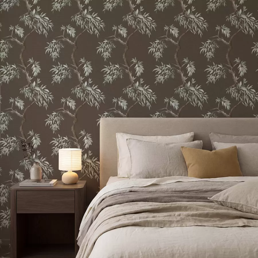 Fototapet Větev stromu s listy na hnědém pozadí a01117v3