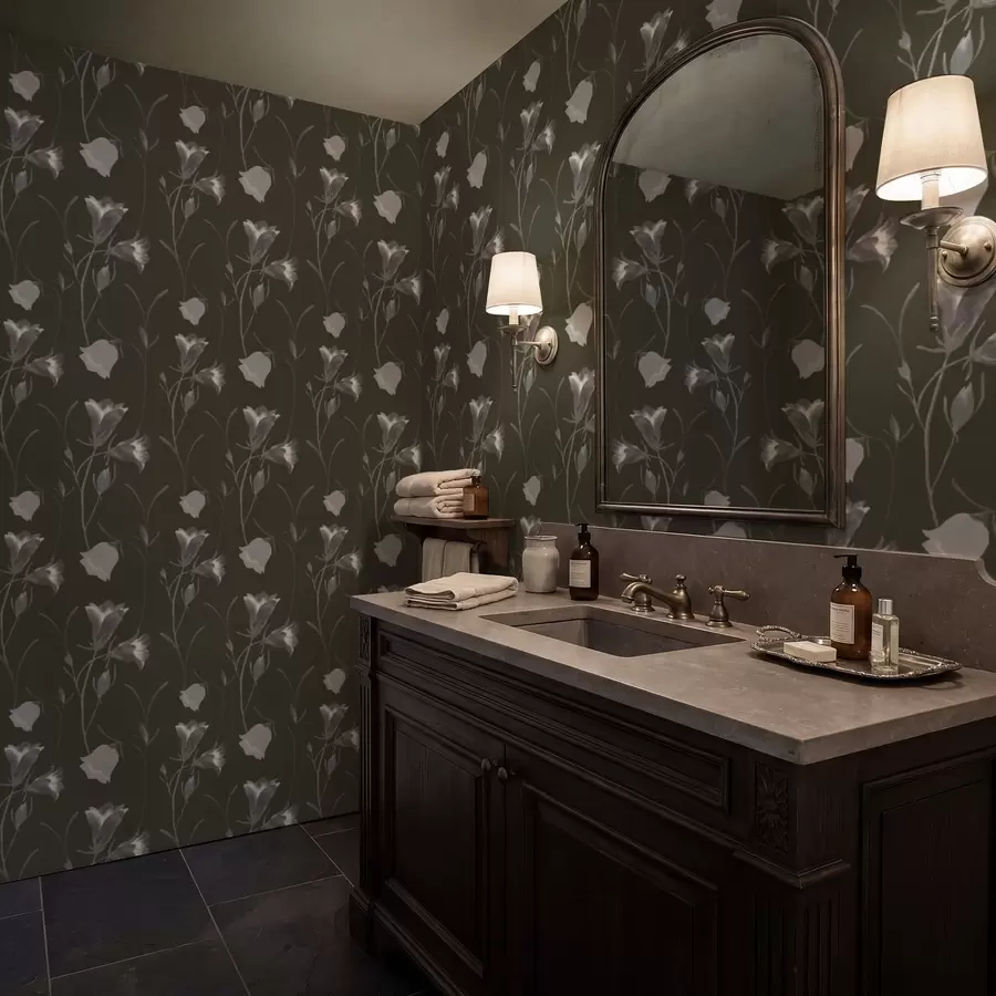 Fototapet Šedé zvonkovité květy na tmavém pozadí a01119v1