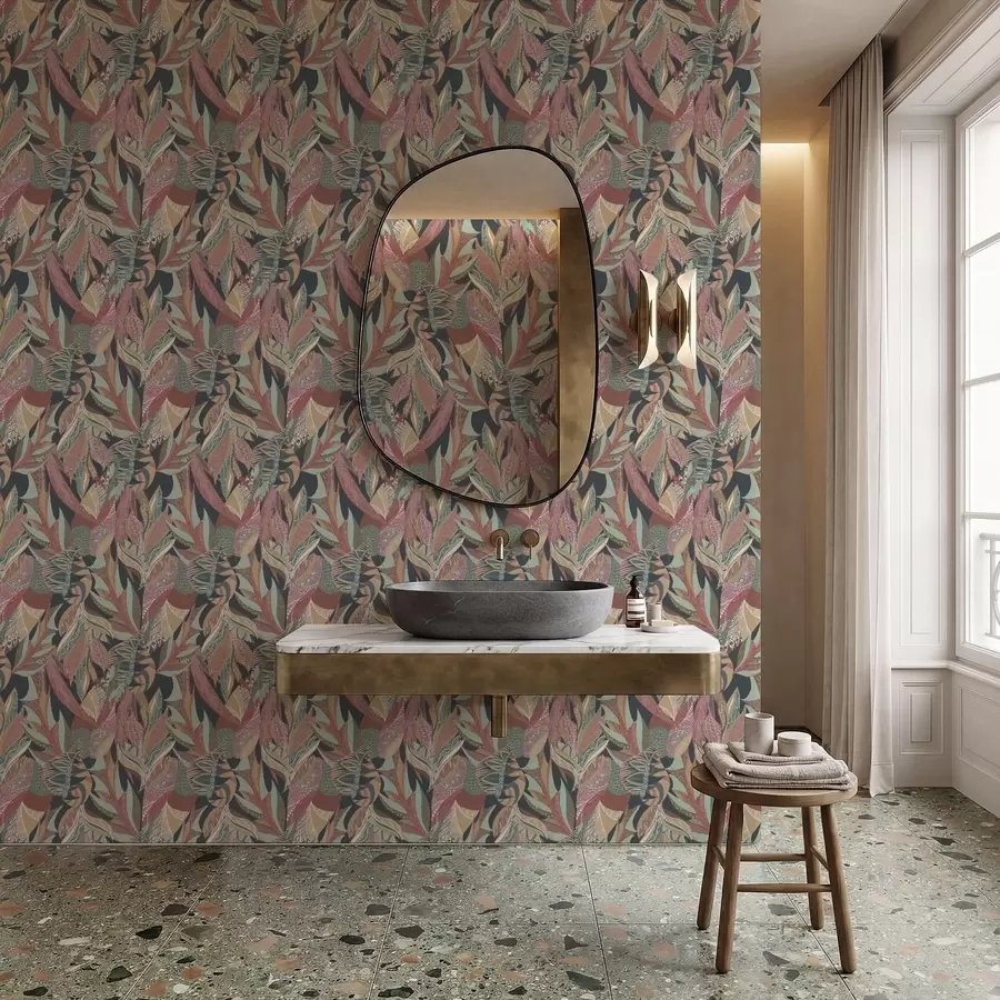 Fototapet Barevné vzorované listy na tmavém pozadí a01120