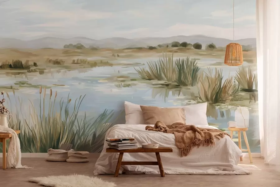 Fototapet Klidné, mírumilovné jezero, malebná krajina w05214