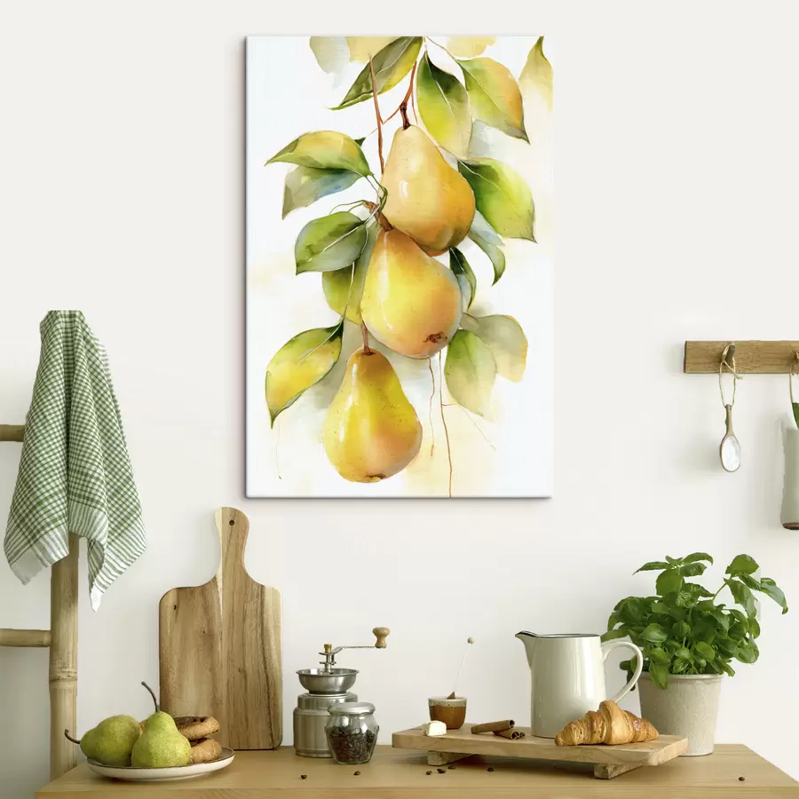 Obraz šťavnaté žluté hrušky v akvarelovém stylu Č. s47931