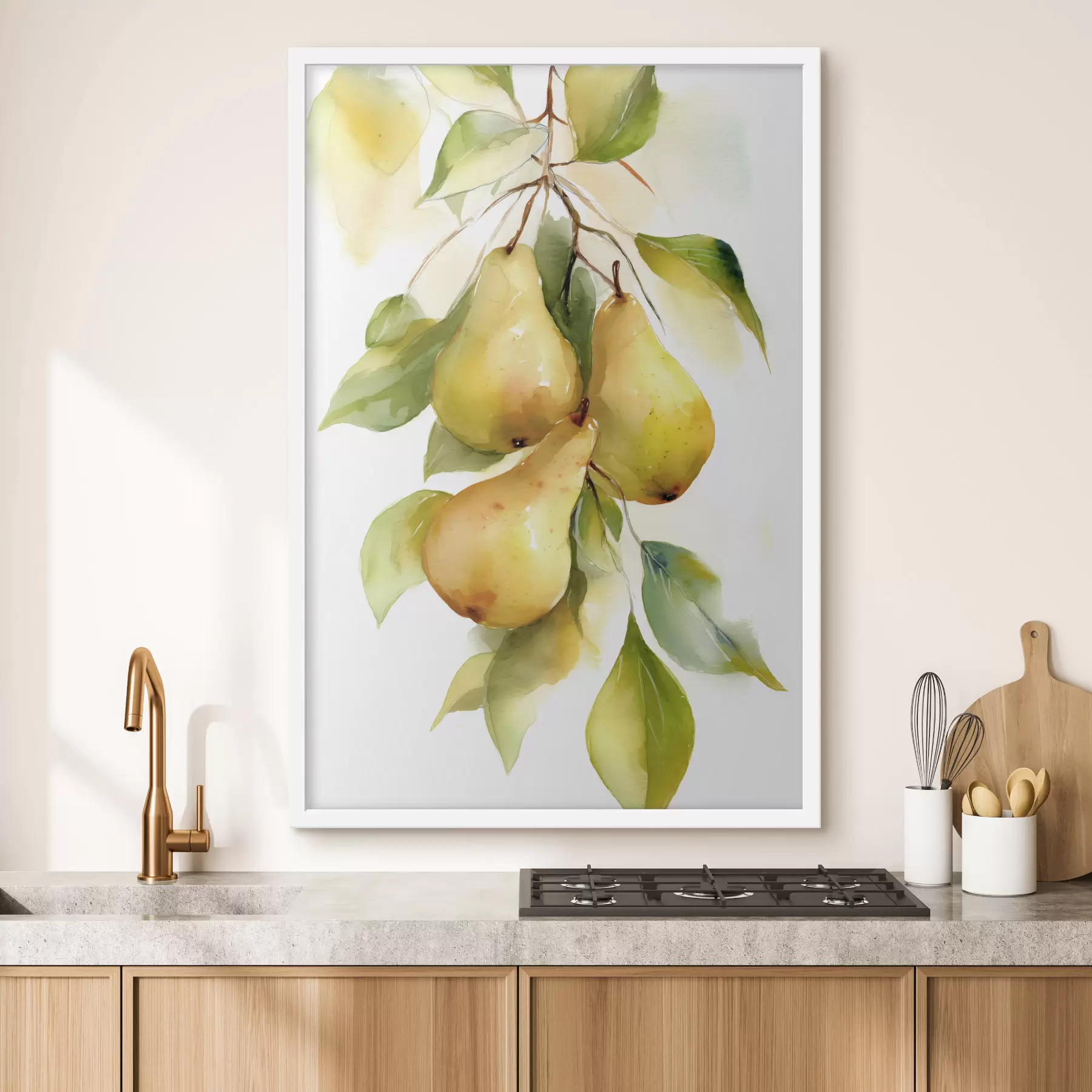 Fototapet šťavnaté žluté hrušky v akvarelovém stylu f47932