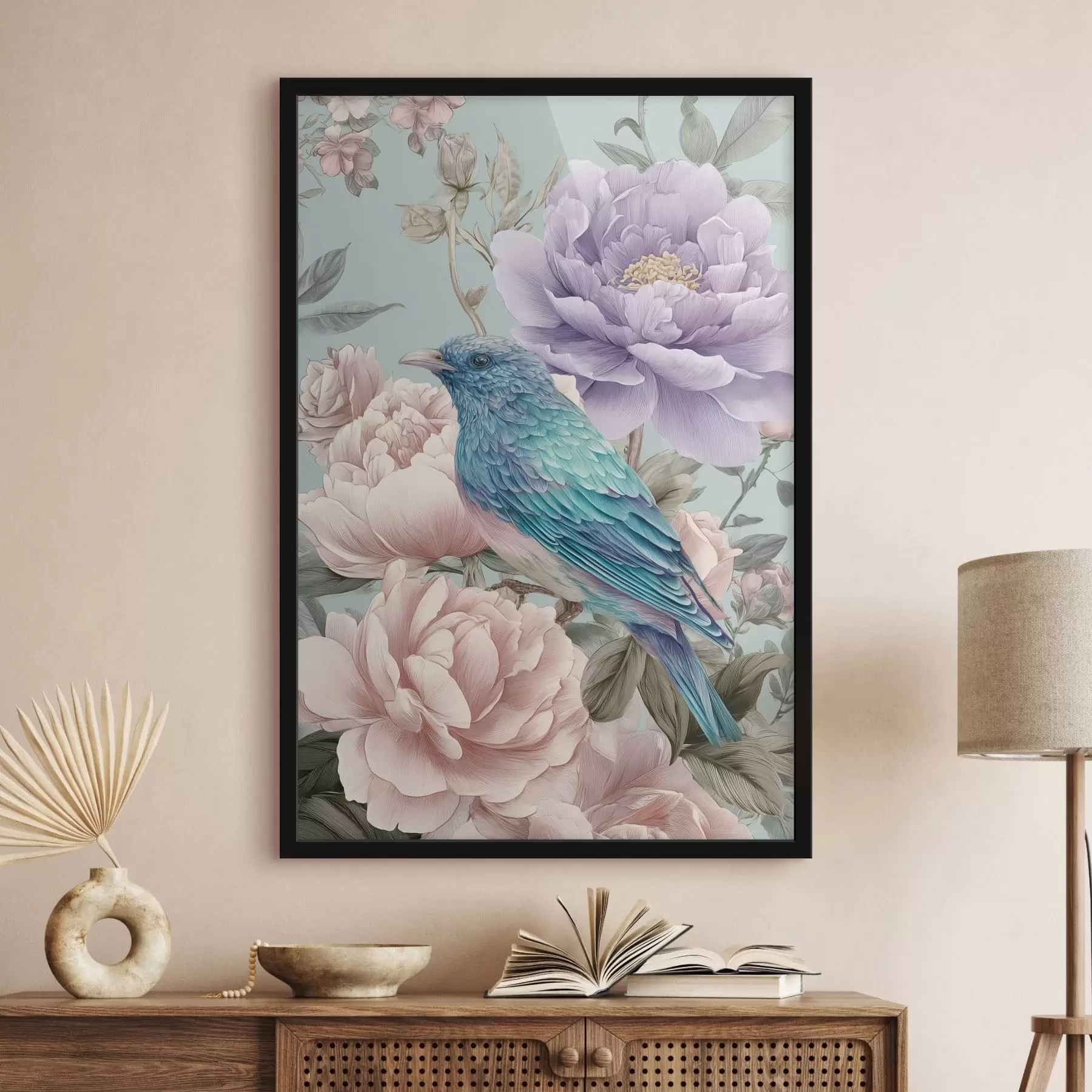 Fototapet zpívající ptáci v růžích f47944