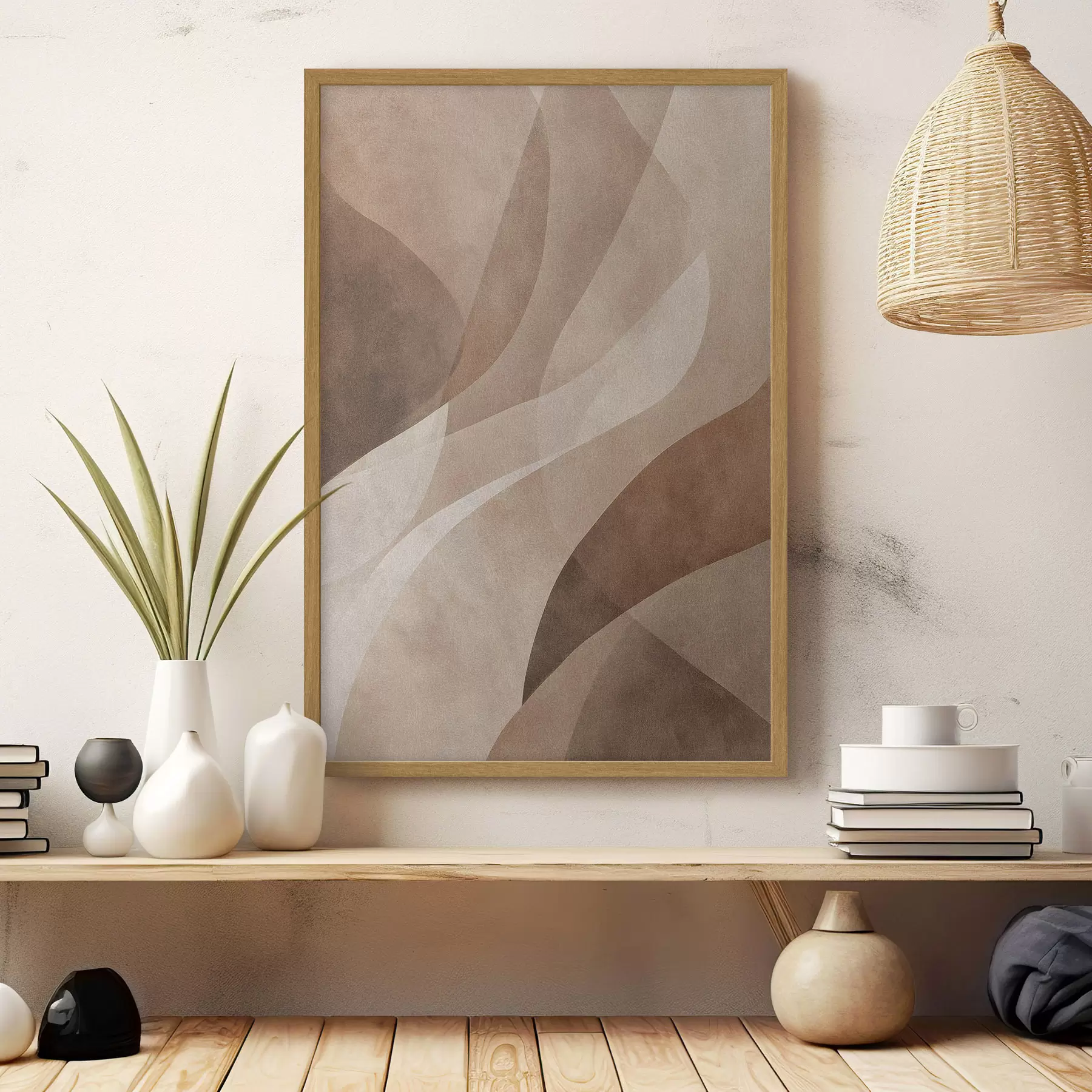 Fototapet abstraktní vlny v čokoládových tónech f47949