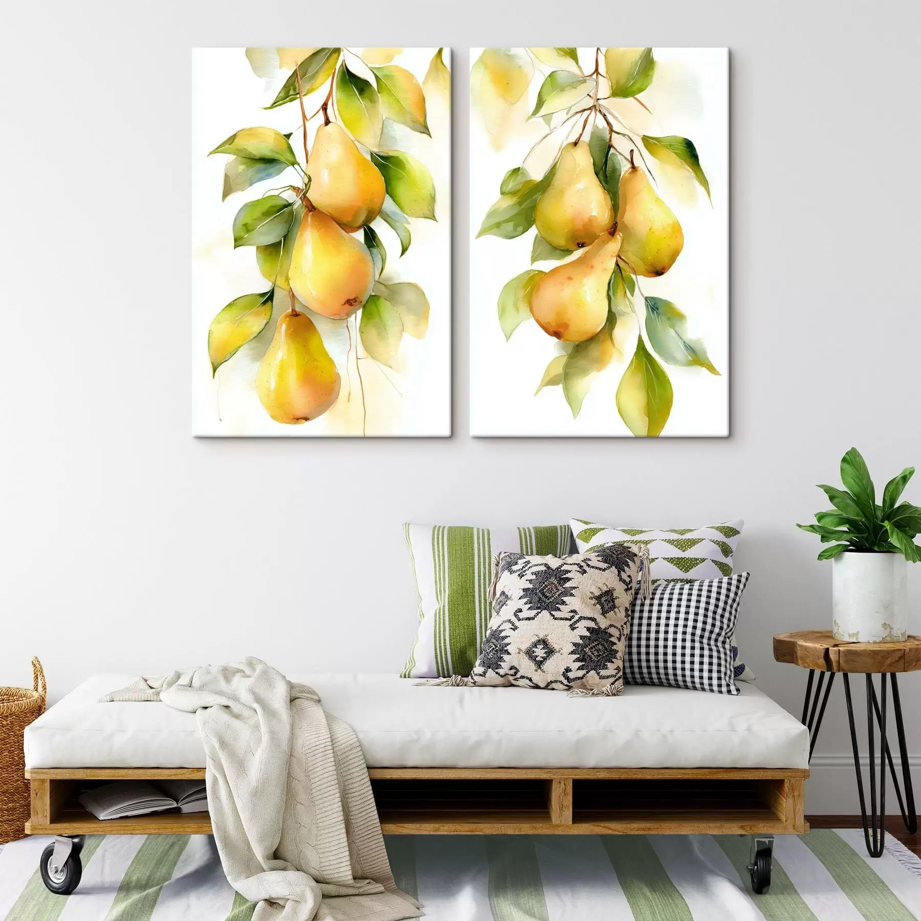 Obraz šťavnaté žluté hrušky v akvarelovém stylu Č. m30088