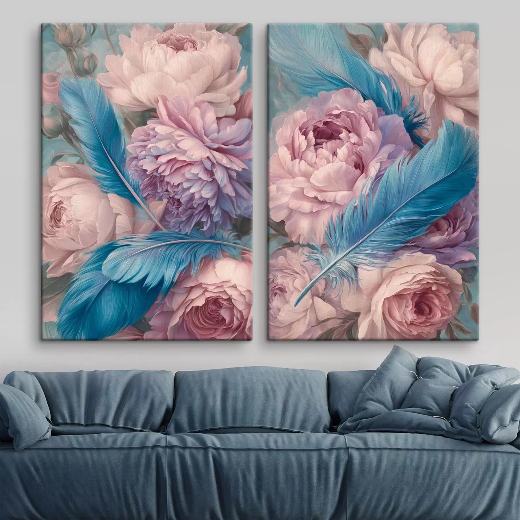 Obraz peří mezi pivoňkami Č. m30092